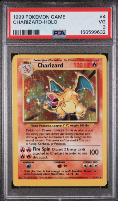 PSA 3 Charizard (Base Set, 1999)